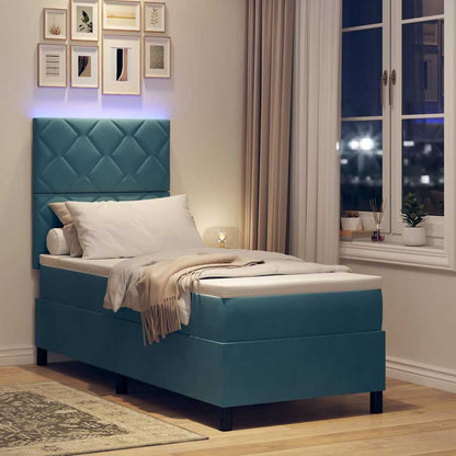 Letto a Sorgente LED con testiera Blu Scuro 80 x 200 cm Velluto | homemem39