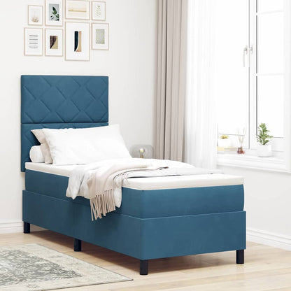 Letto a Sorgente LED con testiera Blu Scuro 80 x 200 cm Velluto | homemem39