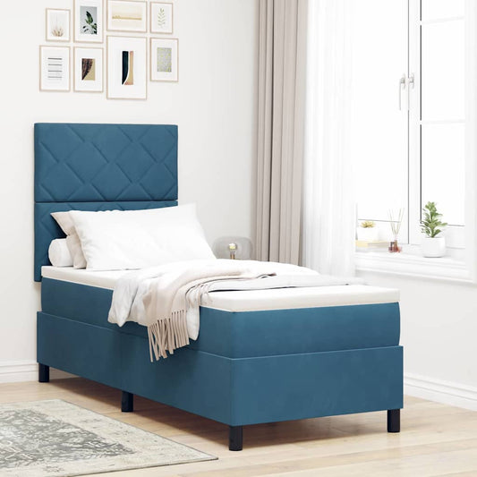 Letto a Sorgente LED con testiera Blu Scuro 80 x 200 cm Velluto | homemem39