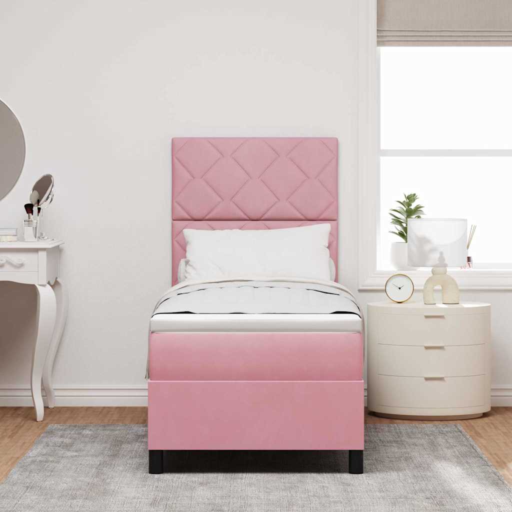 Letto a Sorgente LED con testiera Rosa 80 x 200 cm Velluto | homemem39