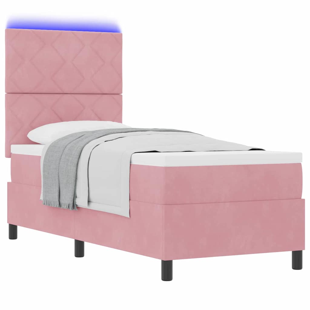 Letto a Sorgente LED con testiera Rosa 80 x 200 cm Velluto | homemem39