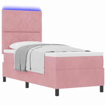 Letto a Sorgente LED con testiera Rosa 80 x 200 cm Velluto | homemem39