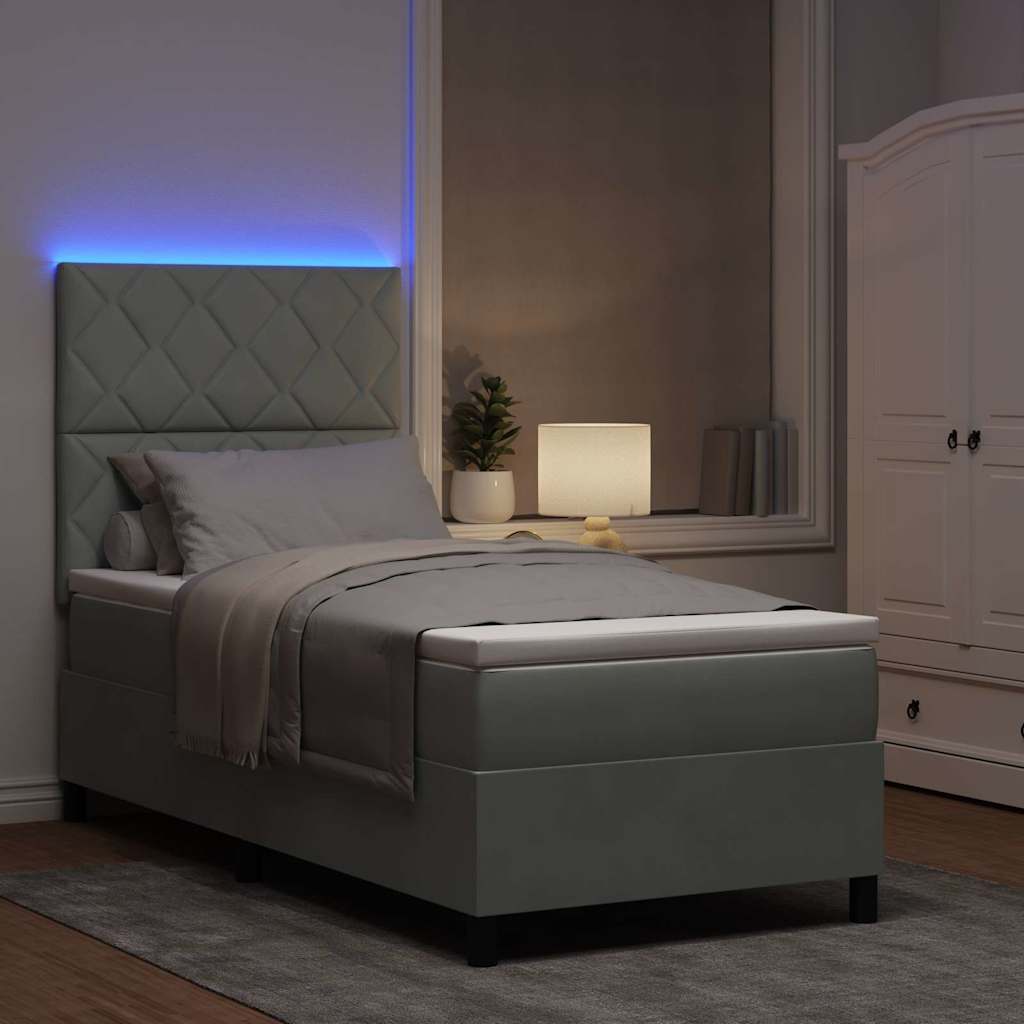 Letto a Sorgente LED Grigio chiaro 90 x 190 cm Velluto | homemem39