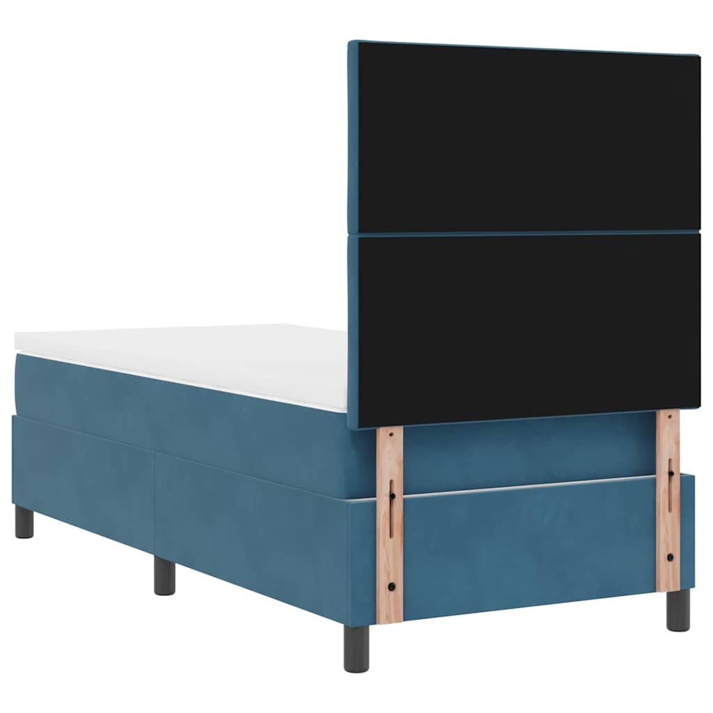 Letto a Sorgente LED con testiera Blu Scuro 90 x 190 cm Velluto | homemem39