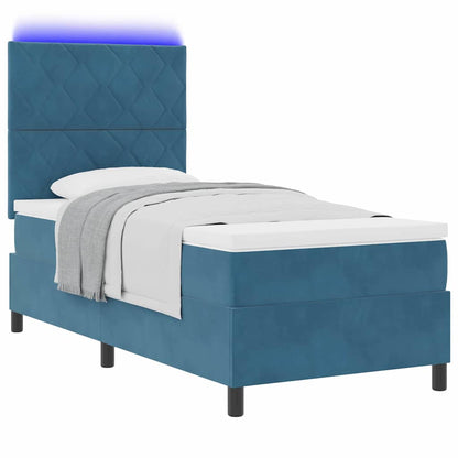 Letto a Sorgente LED con testiera Blu Scuro 90 x 190 cm Velluto | homemem39