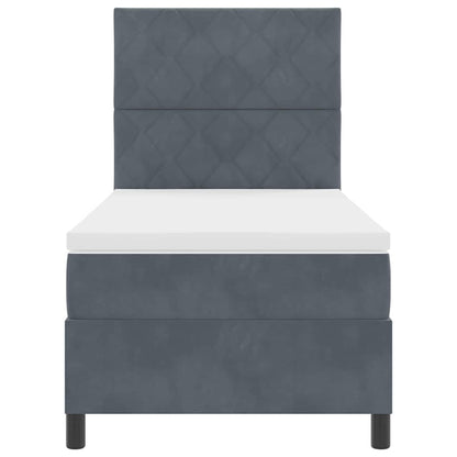 Letto a molle con materasso Grigio scuro 100 x 200 cm Velluto