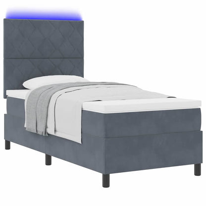 Letto a molle con materasso Grigio scuro 100 x 200 cm Velluto
