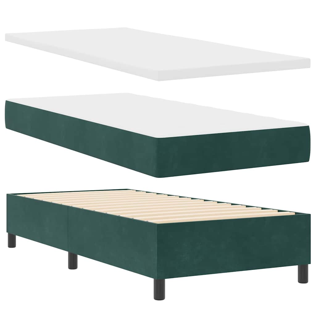 Letto a Sorgente LED Verde Scuro 100 x 200 cm Velluto | homemem39