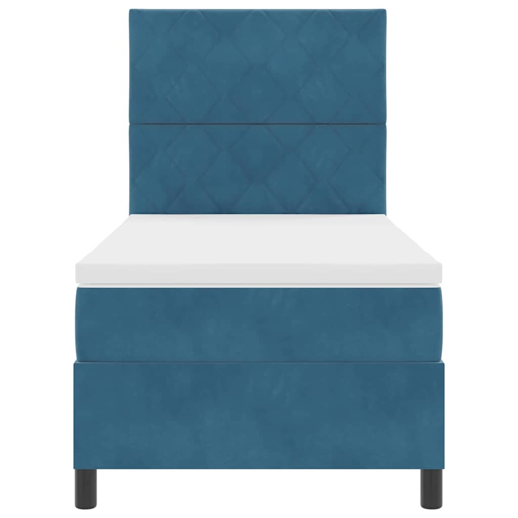 Letto a Sorgente LED Blu Scuro 100 x 200 cm Velluto | homemem39