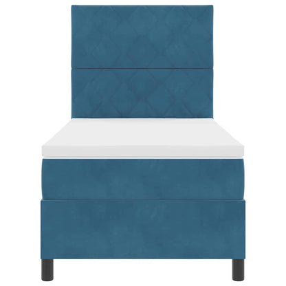 Letto a Sorgente LED Blu Scuro 100 x 200 cm Velluto | homemem39