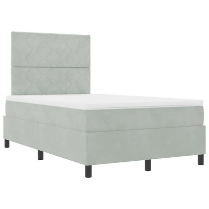 Letto a molle con materasso Grigio chiaro 120 x 190 cm Velluto - homemem39