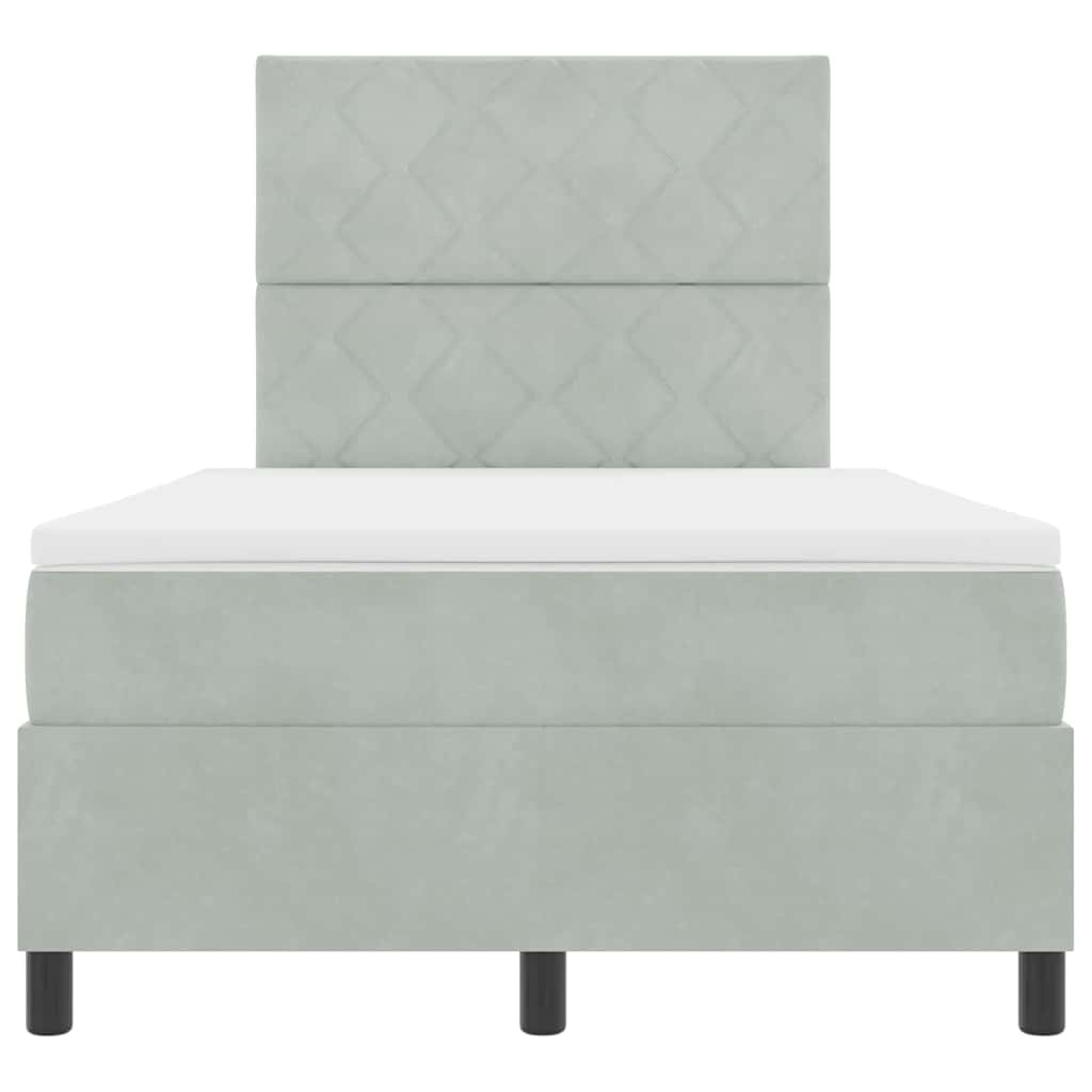 Letto a molle con materasso Grigio chiaro 120 x 190 cm Velluto - homemem39