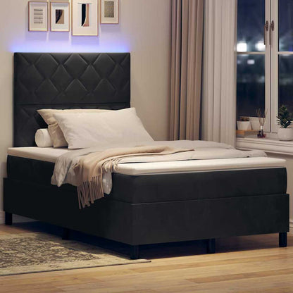 Letto a molle con materasso Nero 120 x 190 cm Velluto - homemem39