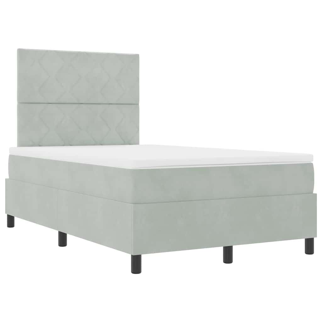 Letto a molle con materasso Grigio chiaro 120 x 200 cm Velluto - homemem39