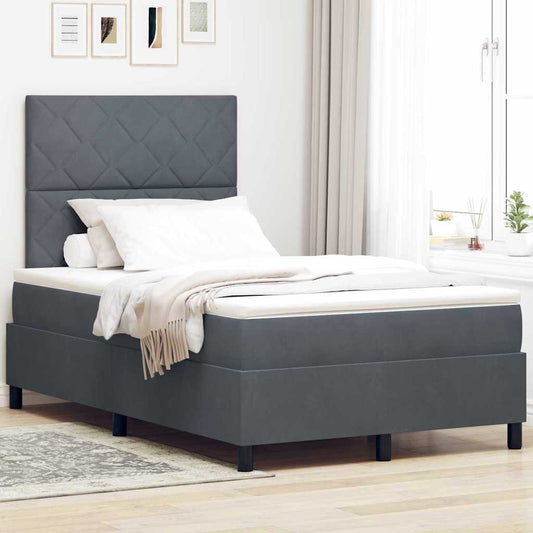 Letto a molle con materasso Grigio scuro 120 x 200 cm Velluto - homemem39