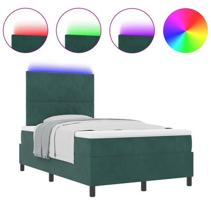 Letto a Sorgente LED Verde Scuro 120 x 200 cm Tessuto