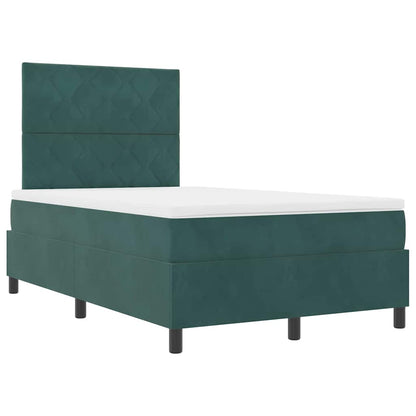 Letto a molle con materasso Verde Scuro 120 x 200 cm Velluto