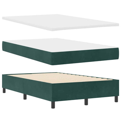 Letto a molle con materasso Verde Scuro 120 x 200 cm Velluto