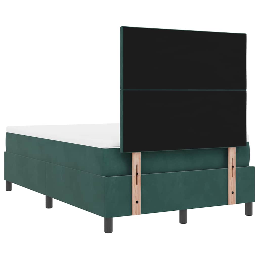 Letto a molle con materasso Verde Scuro 120 x 200 cm Velluto