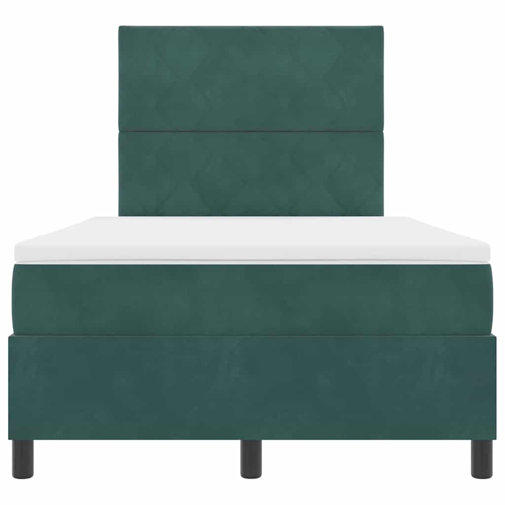 Letto a molle con materasso Verde Scuro 120 x 200 cm Velluto