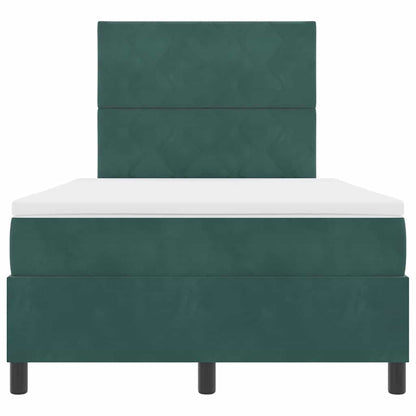 Letto a molle con materasso Verde Scuro 120 x 200 cm Velluto