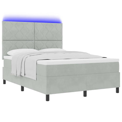 Letto a Sorgente LED Grigio chiaro 140 x 200 cm Tessuto