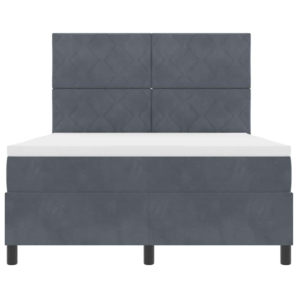 Letto a molle con materasso Grigio scuro 140 x 200 cm Velluto - homemem39
