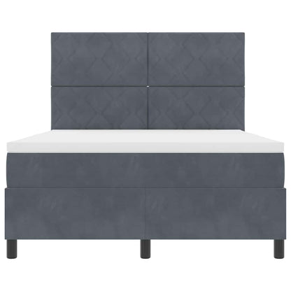 Letto a molle con materasso Grigio scuro 140 x 200 cm Velluto - homemem39
