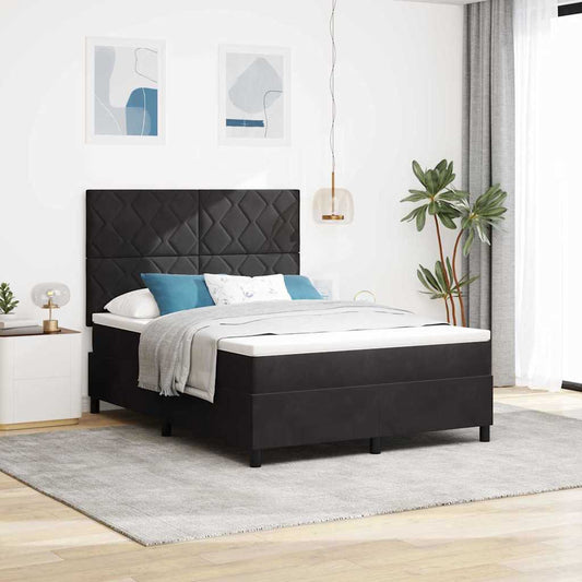 Letto a Sorgente LED con testiera Nero 140 x 200 cm Velluto | homemem39