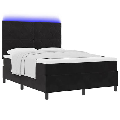 Letto a Sorgente LED con testiera Nero 140 x 200 cm Velluto | homemem39