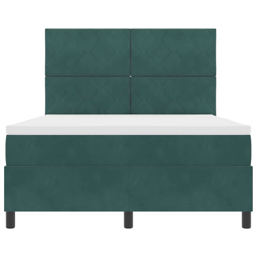 Letto a Sorgente LED Verde Scuro 140 x 200 cm Velluto | homemem39