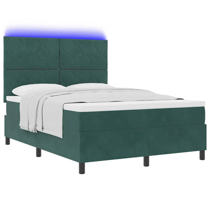 Letto a Sorgente LED Verde Scuro 140 x 200 cm Velluto | homemem39