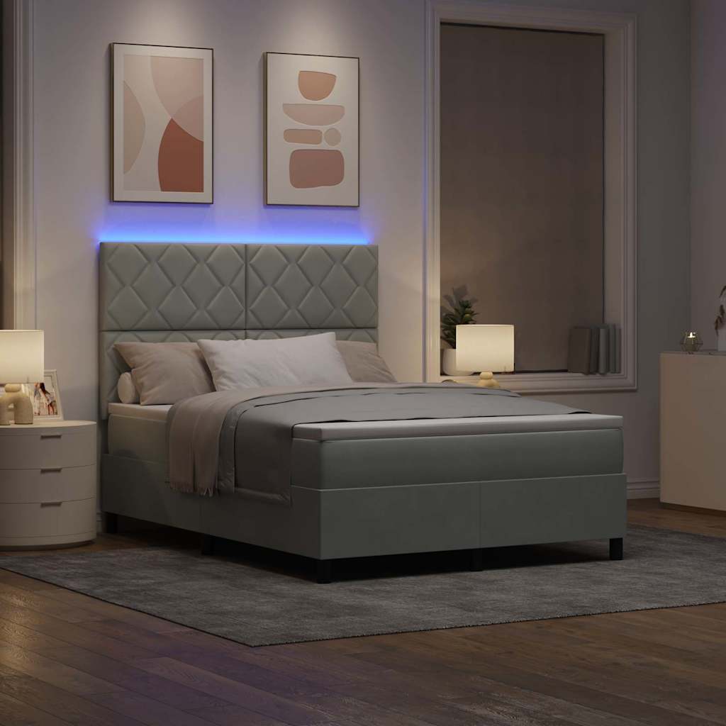 Letto a Sorgente LED Grigio chiaro 160 x 200 cm Velluto | homemem39