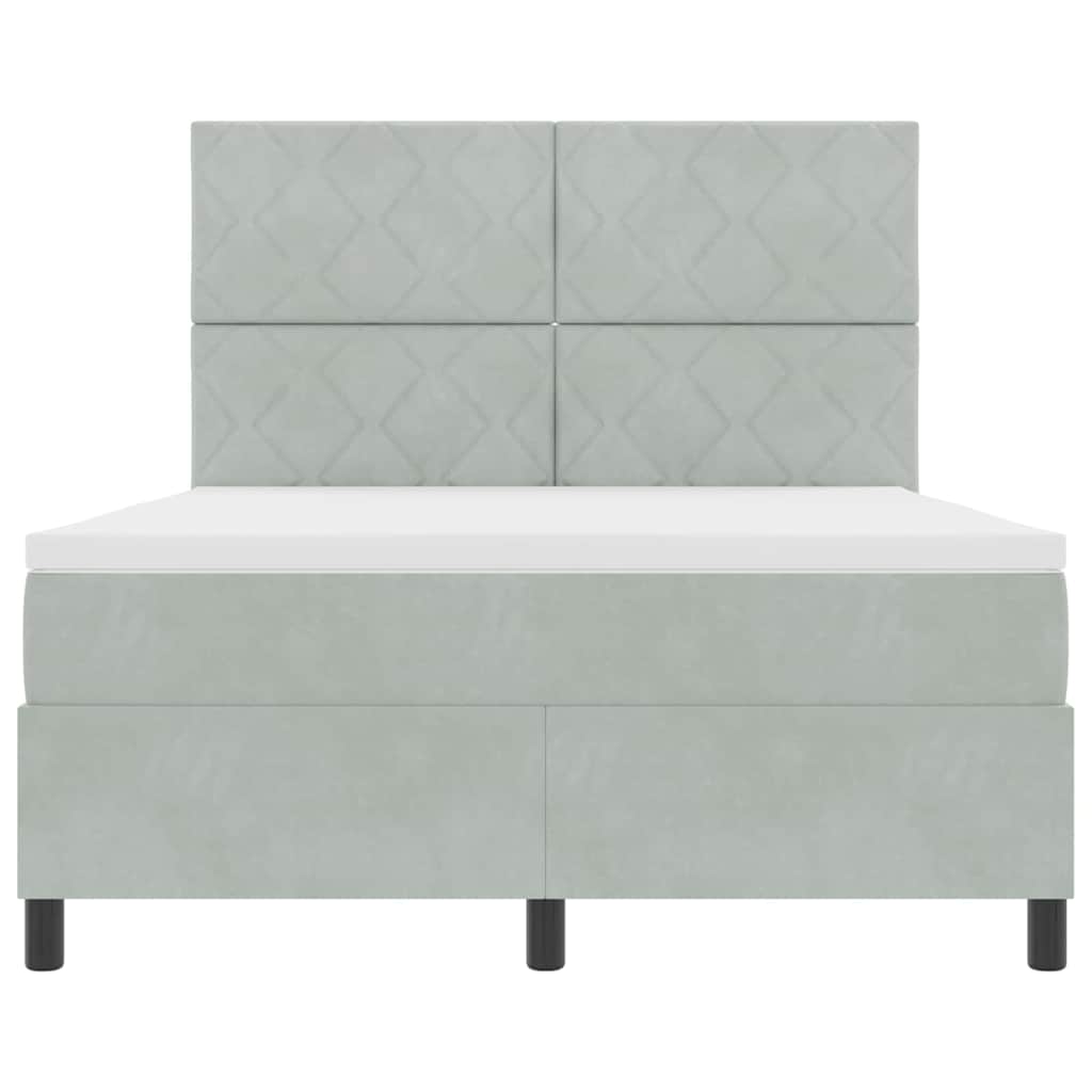 Letto a Sorgente LED Grigio chiaro 160 x 200 cm Velluto | homemem39