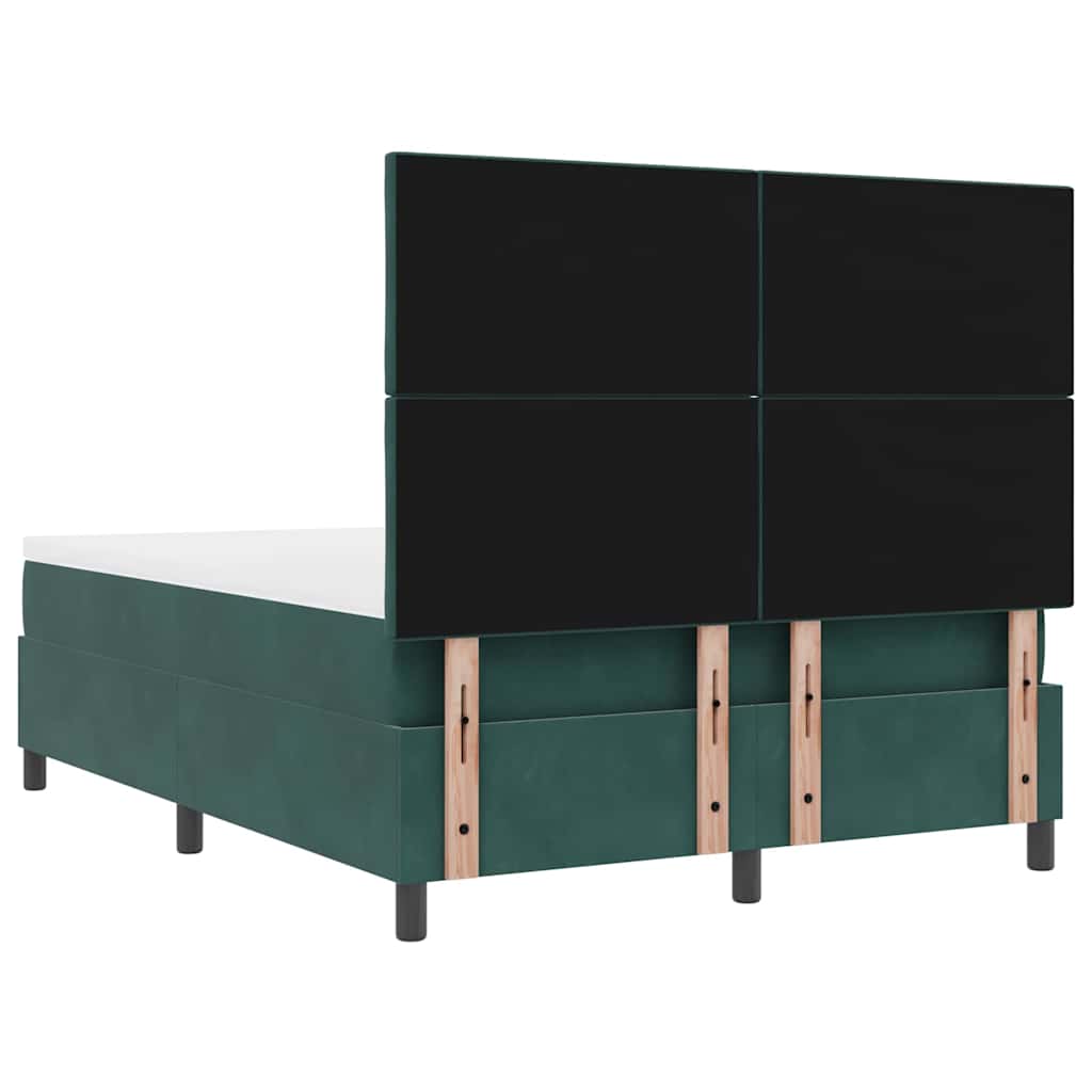 Letto a Sorgente LED Verde Scuro 160 x 200 cm Tessuto