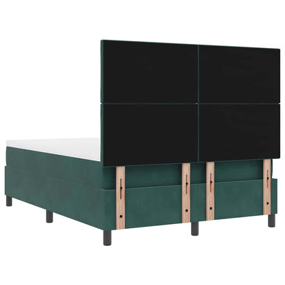 Letto a Sorgente LED Verde Scuro 160 x 200 cm Tessuto
