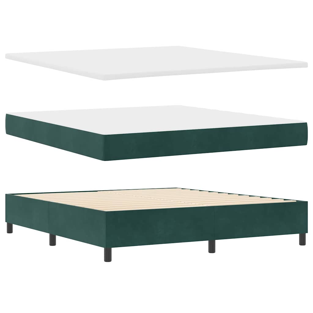Letto a Sorgente LED Verde Scuro 180 x 200 cm Tessuto