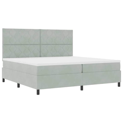 Letto a molle con materasso Grigio chiaro 200 x 200 cm Velluto - homemem39