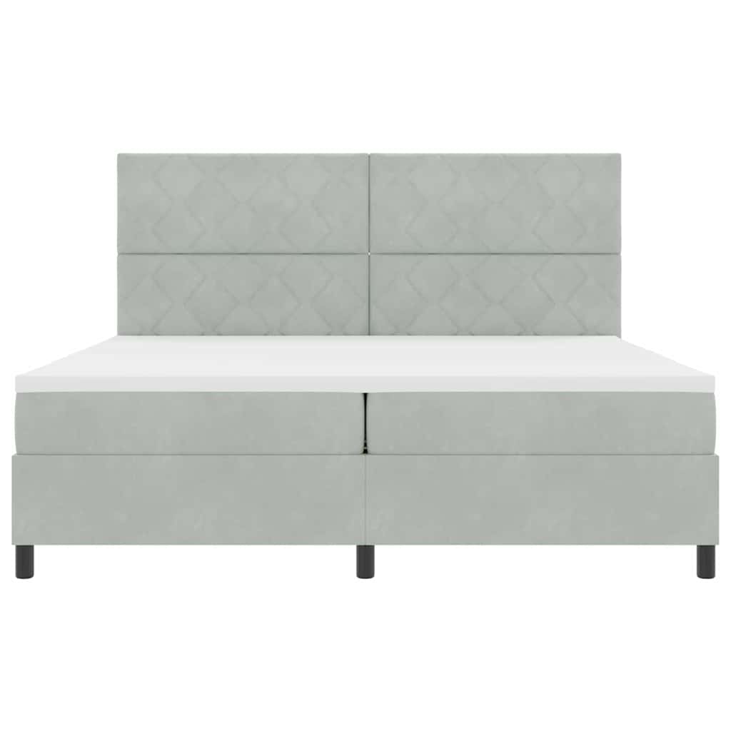 Letto a molle con materasso Grigio chiaro 200 x 200 cm Velluto