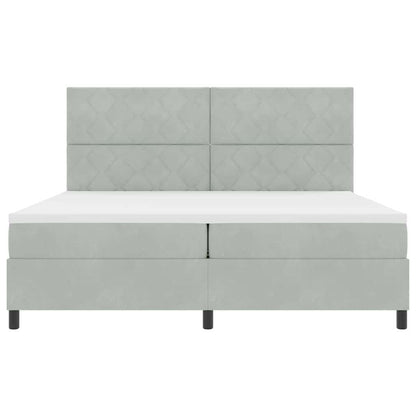 Letto a molle con materasso Grigio chiaro 200 x 200 cm Velluto - homemem39