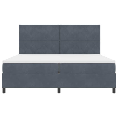 Letto a molle con materasso Grigio scuro 200 x 200 cm Velluto - homemem39