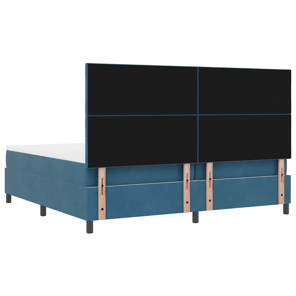 Letto a Sorgente LED Blu Scuro 200 x 200 cm Velluto | homemem39