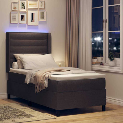 Letto a Sorgente LED Marrone Scuro 90 x 190 cm Tessuto | homemem39
