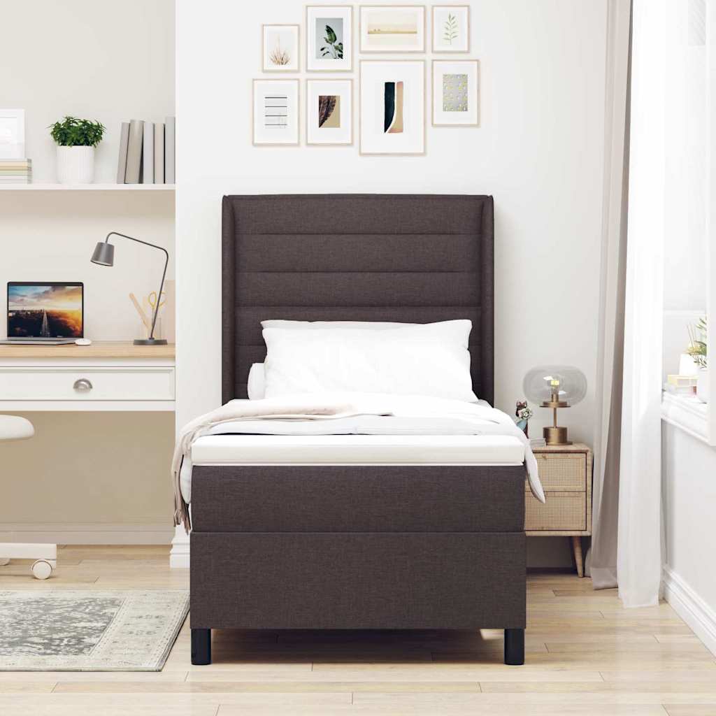Letto a Sorgente LED Marrone Scuro 90 x 190 cm Tessuto | homemem39