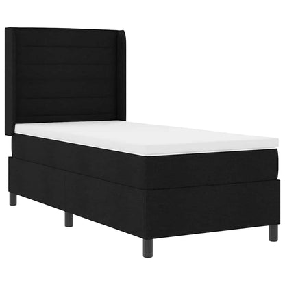 Letto a Sorgente LED con materasso Nero 90 x 200 cm Tessuto