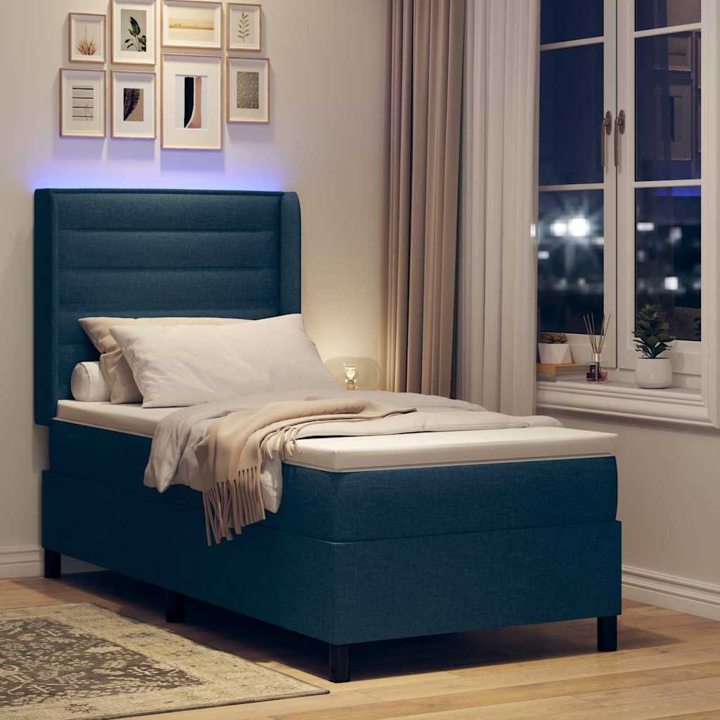 Letto a Sorgente LED con materasso Blu 90 x 200 cm Tessuto | homemem39