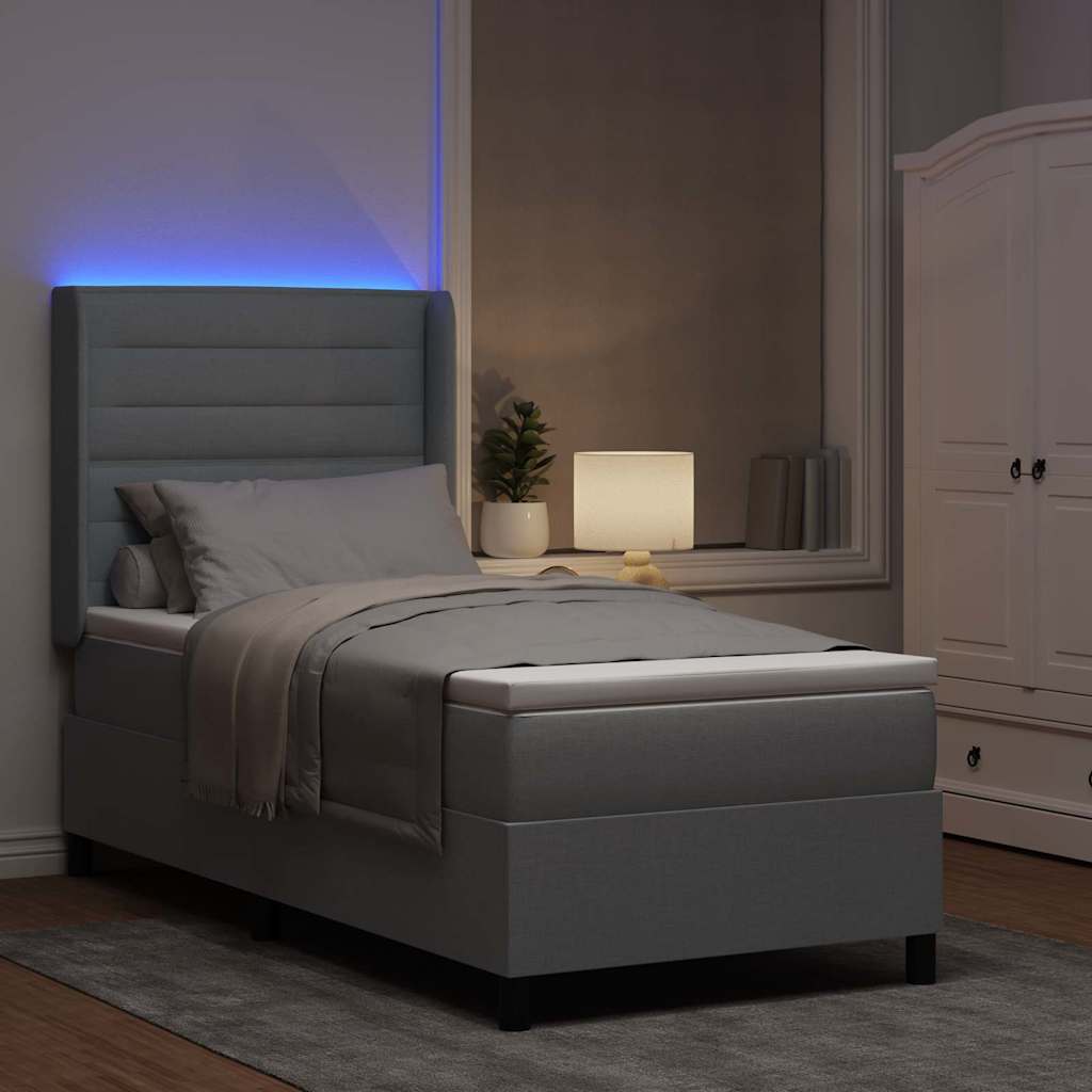 Letto a Sorgente LED Grigio chiaro 100 x 200 cm Tessuto | homemem39
