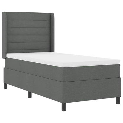 Letto a molle con materasso Grigio scuro 100 x 200 cm Tessuto