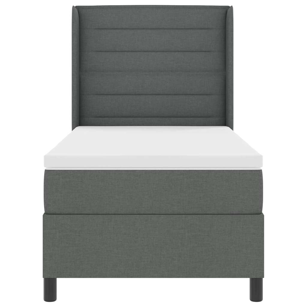 Letto a molle con materasso Grigio scuro 100 x 200 cm Tessuto