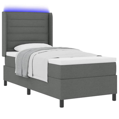 Letto a molle con materasso Grigio scuro 100 x 200 cm Tessuto